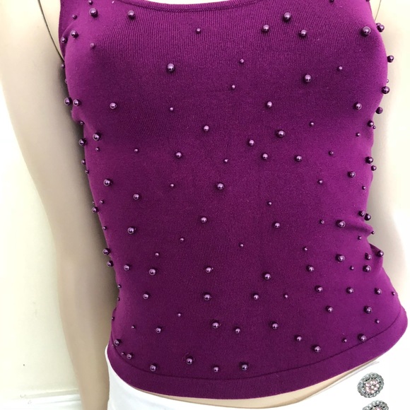 NWOT Silk Pearl Exquisite vert rouge stretch Top - Picture 2 of 6